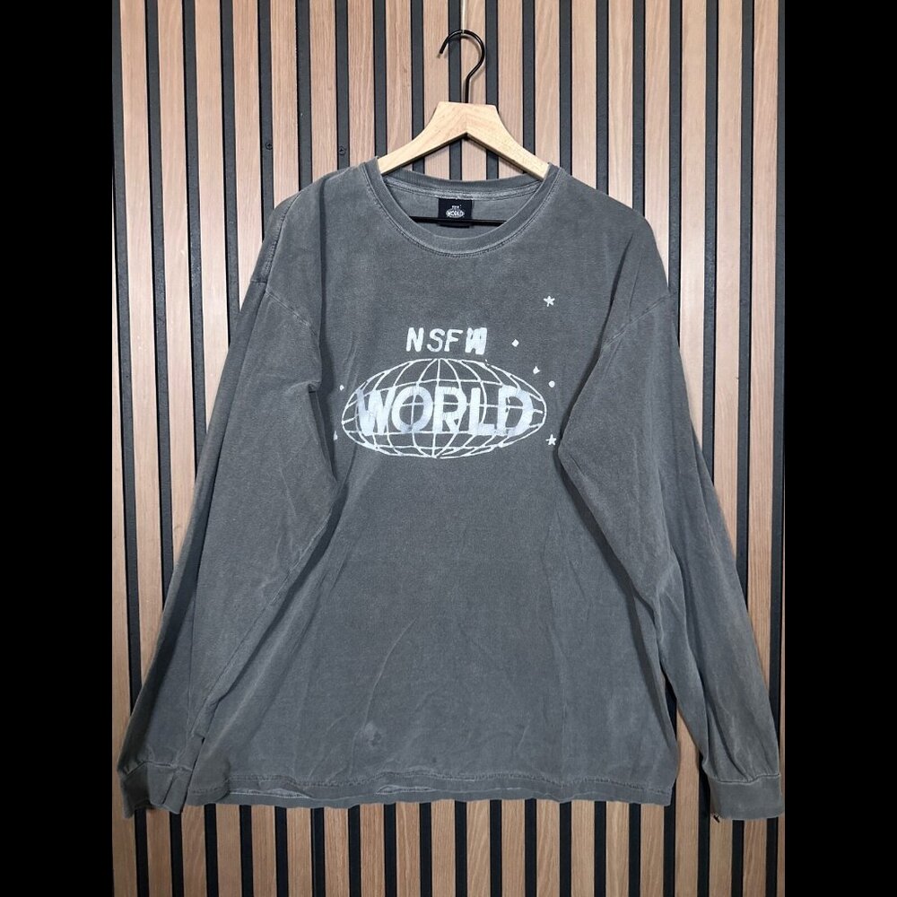 NSF x World T Shirt XL Mens Gray Long Sleeve Crewneck Graphic Tee